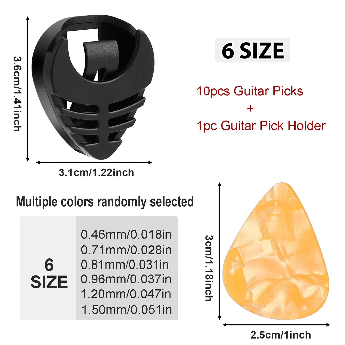 10pcs Guitar Picks & 1pc Pick Holder