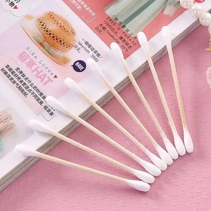 100pcs/500pcs Double Head Wood Cotton Swab