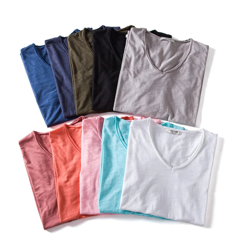 Men's Cotton T-shirt V-neck