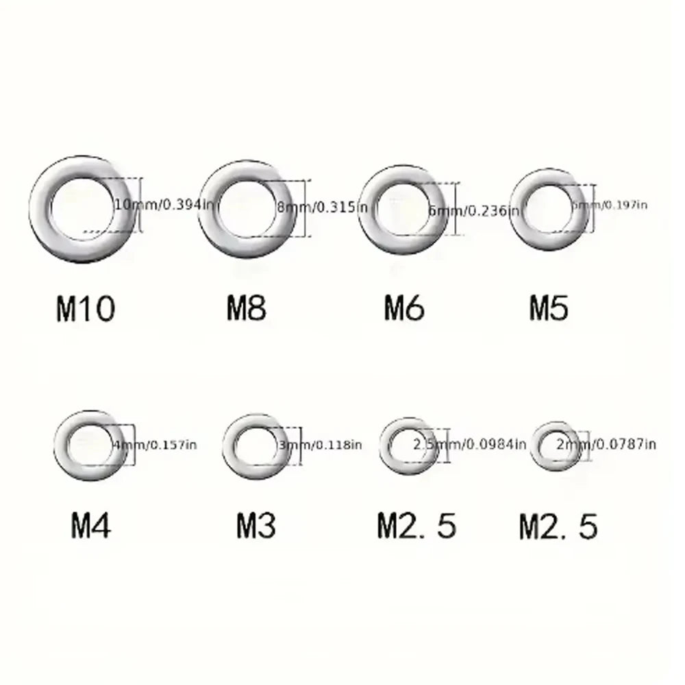 360pcs 304 Stainless Steel Flat Washers Set