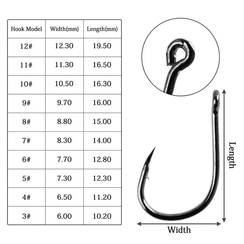 100Pcs/box 3-12 High Carbon Steel Hooks