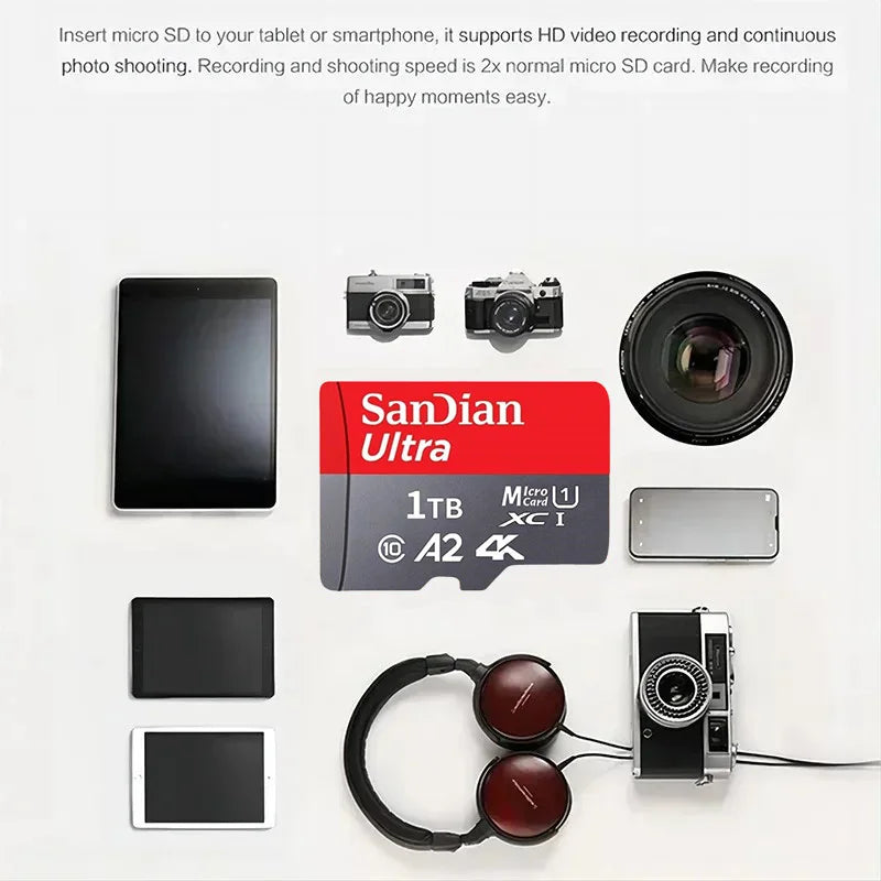 Sandian Real Capacity Micro SD Card 512GB 256GB 1TB 2TB Memory Card High Speed Cartao De Memoria 1/2TB For Smart Phone Nintendo Switch