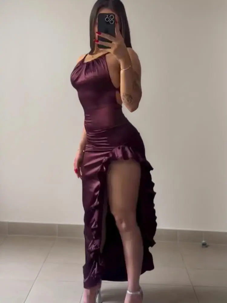Long Backless Open Legged Dress