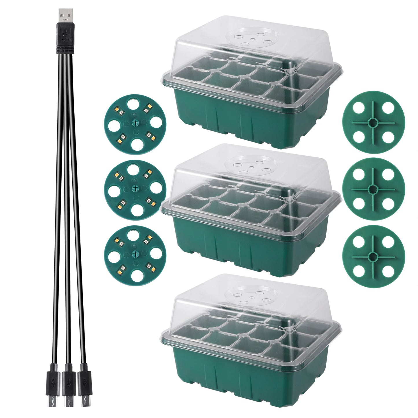 Seed Starter Tray Box With LED Grow Light Nursery Pot Seedling Germination Planter