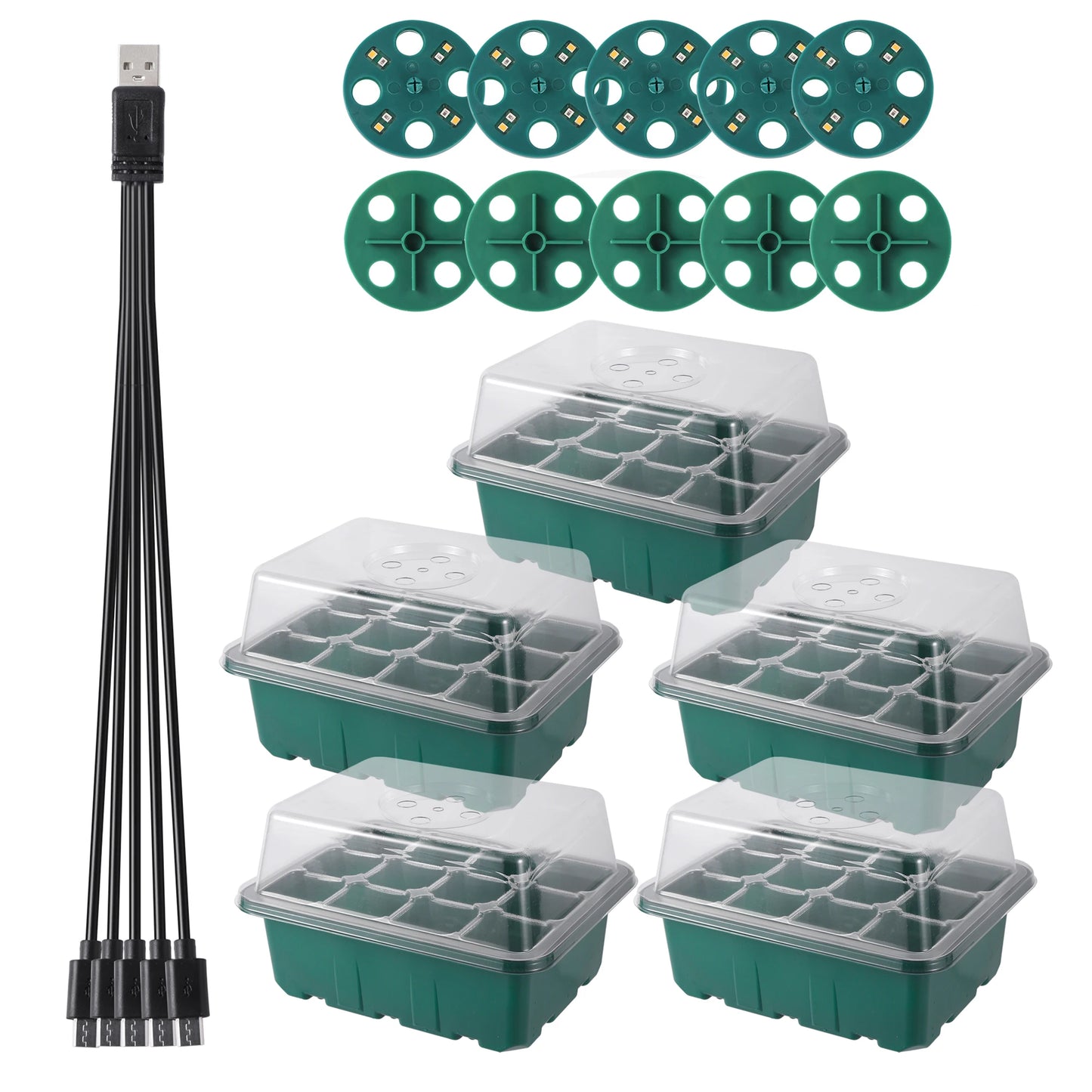 Seed Starter Tray Box With LED Grow Light Nursery Pot Seedling Germination Planter