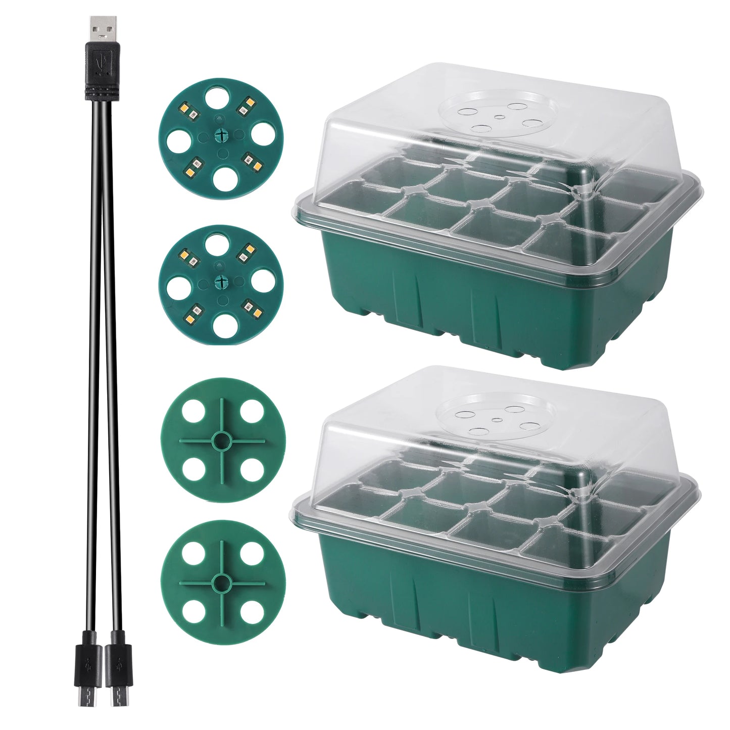 Seed Starter Tray Box With LED Grow Light Nursery Pot Seedling Germination Planter