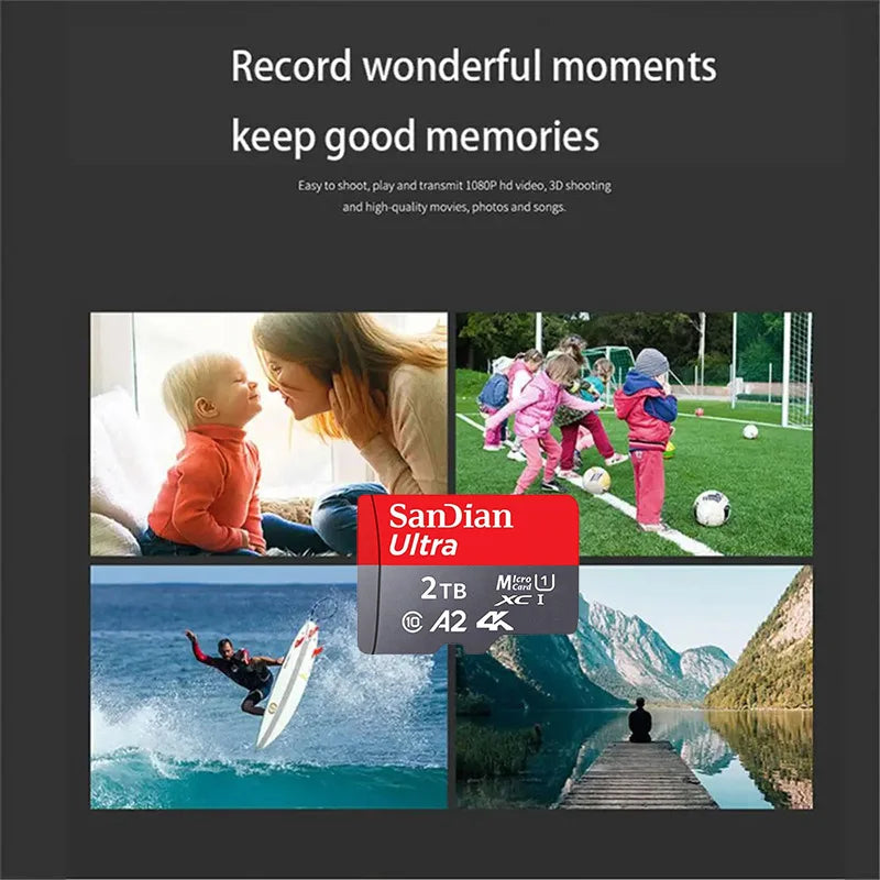 Sandian Real Capacity Micro SD Card 512GB 256GB 1TB 2TB Memory Card High Speed Cartao De Memoria 1/2TB For Smart Phone Nintendo Switch