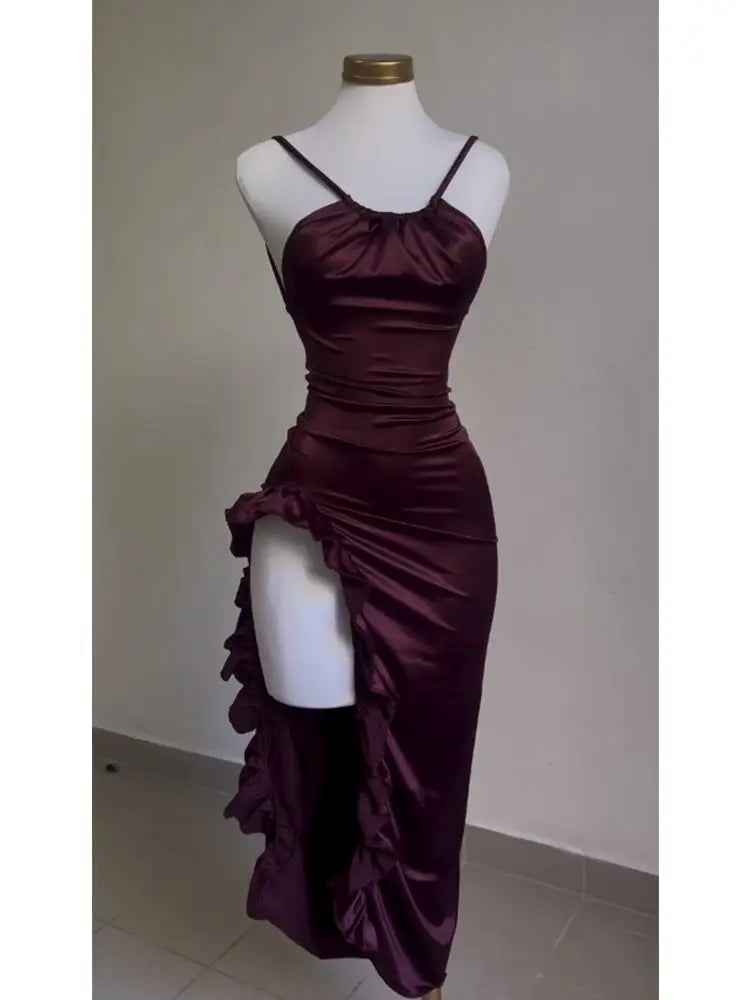 Long Backless Open Legged Dress