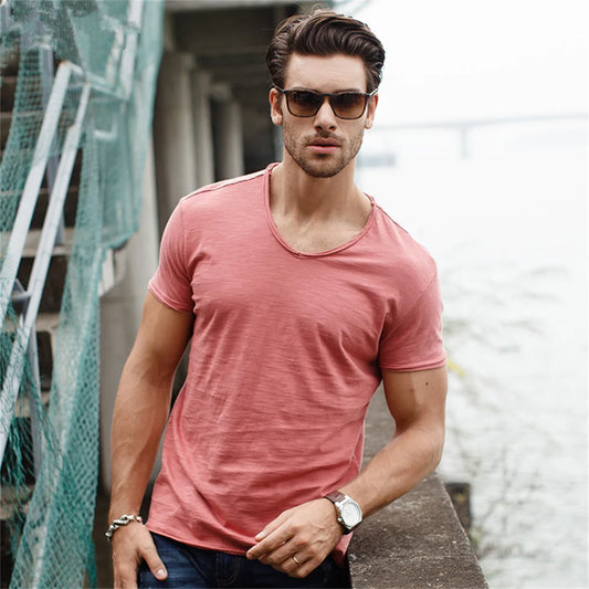 Men's Cotton T-shirt V-neck