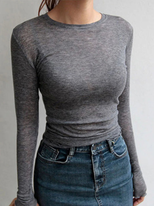Plain Long Sleeved T Shirt Women