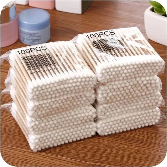 100pcs/500pcs Double Head Wood Cotton Swab