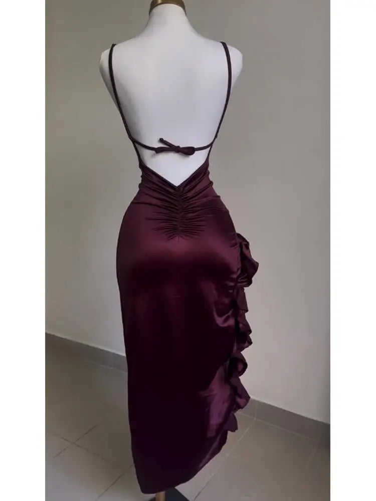 Long Backless Open Legged Dress