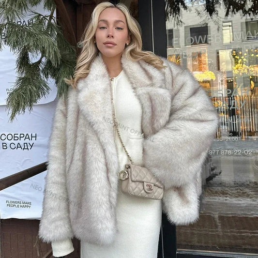 Oversized Fur Coat Women Thick Warm Outerwear