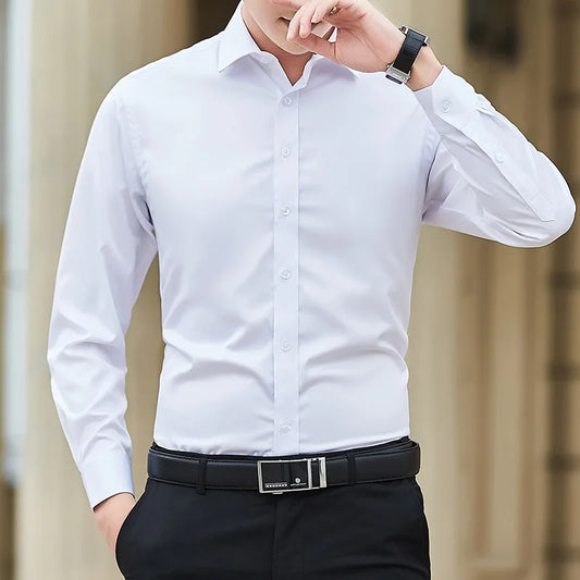 Men Solid Color Business Shirt