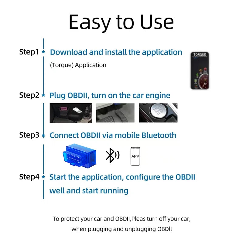 OBD2 Scanner Code Reader Bluetooth Car Diagnostic Tool