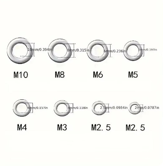 360pcs 304 Stainless Steel Flat Washers Set