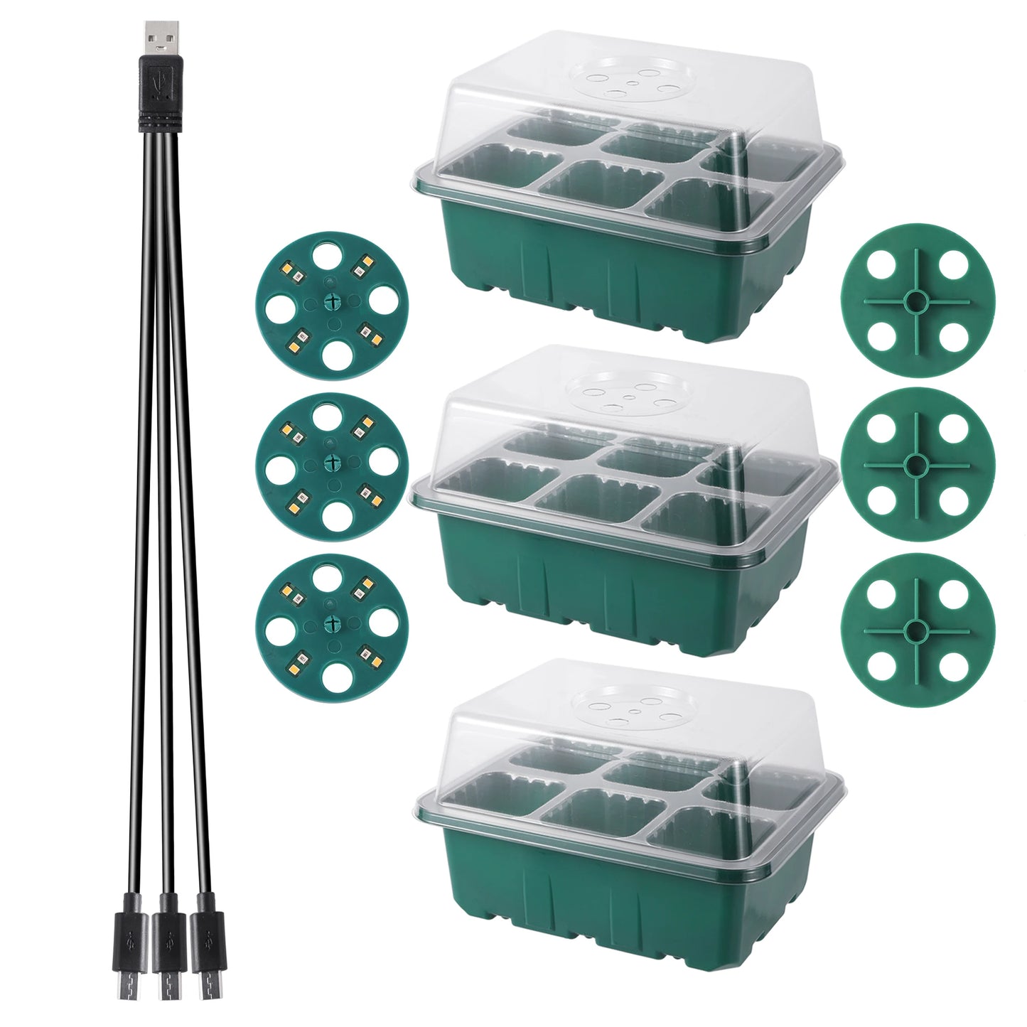 Seed Starter Tray Box With LED Grow Light Nursery Pot Seedling Germination Planter