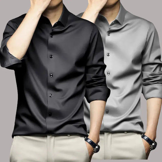 S-5XL Men's Shirt Long Sleeve Business Non iron Wrinkle Resistant