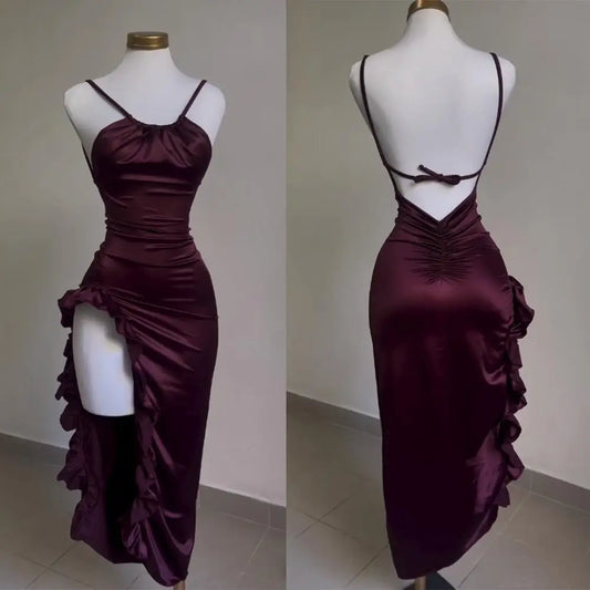 Long Backless Open Legged Dress